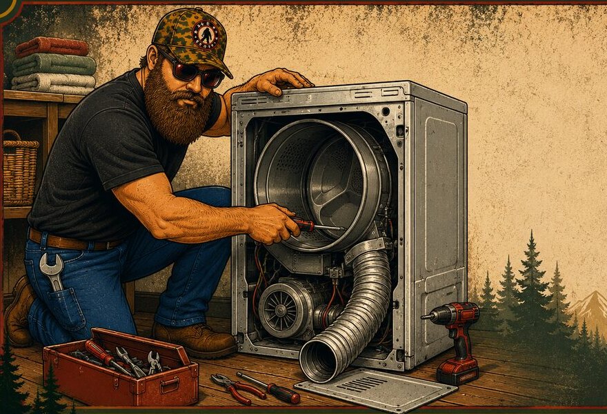 Chad performing dryer repair in Bryan–College Station